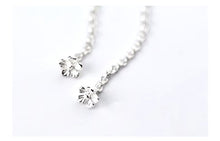 Load image into Gallery viewer, pendientes de plata de ley 100% con forma de flor para mujer, aretes largos, colgantes