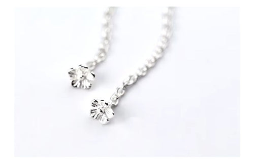pendientes de plata de ley 100% con forma de flor para mujer, aretes largos, colgantes