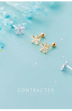Load image into Gallery viewer, pendientes de plata de ley 925 con forma de flor para mujer, joyería fina con cierre de tuerca