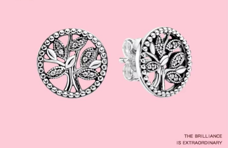 pendientes de plata de primera ley y árbol de la vida para mujer, aretes pequeños, plata esterlina 100%