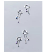 Load image into Gallery viewer, pendientes de plata de ley 925 para mujer, aretes con borla de nube