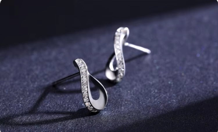 pendientes geométricos de Plata de Ley 925 auténtica para mujer