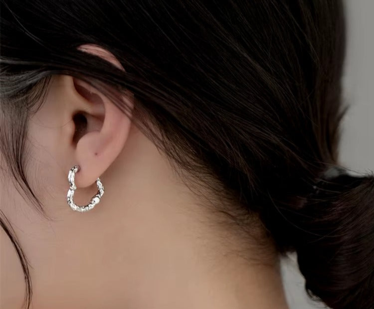 pendientes de aro de Plata de Ley 925 con diseño Vintage para mujer