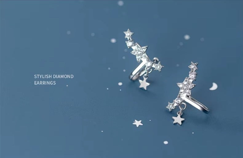 pendientes de plata esterlina 925 auténtica para mujer, aretes de circonita parpadeante con Clips