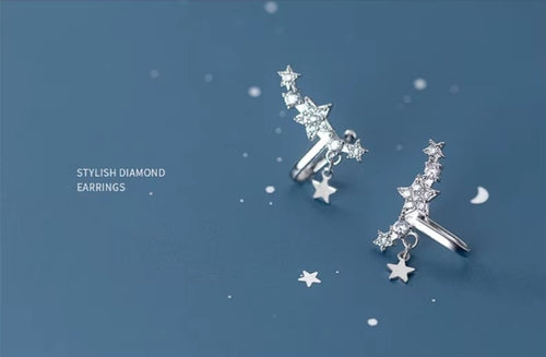 pendientes de plata esterlina 925 auténtica para mujer, aretes de circonita parpadeante con Clips