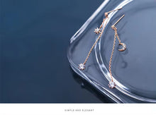 Load image into Gallery viewer, pendientes de plata de ley 925 con forma de luna para mujer