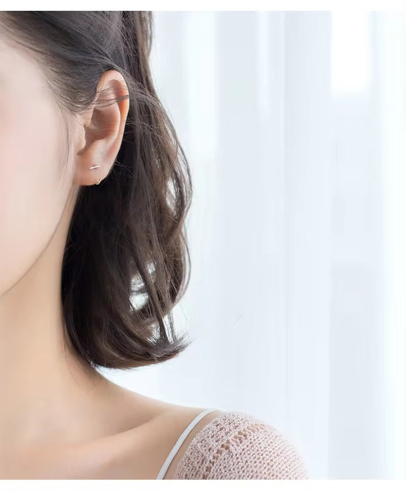 pendientes de aro de Plata de Ley 925 auténtica para mujer, aretes redondos de moda Simple