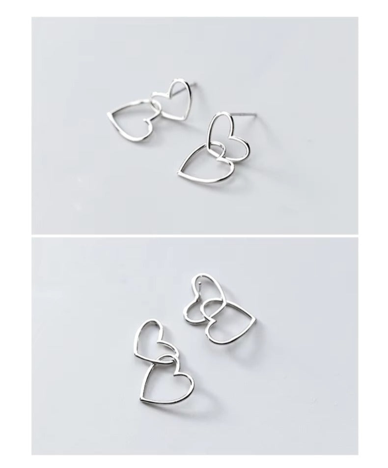 pendientes románticos de corazones a corazón para mujer