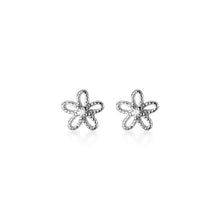 Load image into Gallery viewer, Mini pendientes de plata de ley 100% con forma de flor para mujer