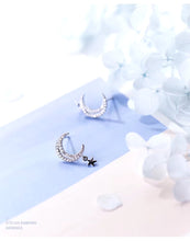 Load image into Gallery viewer, pendientes de plata de ley 925 con forma de luna para mujer, aretes brillantes