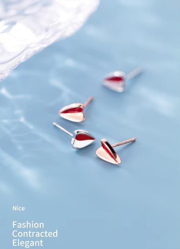 pendientes de plata de ley 100% con forma de corazón esmaltado para mujer y niño