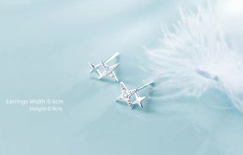 ujo claro CZ estrellas brillantes lindo galaxia Stud pendientes moda femenina Real 925 joyería de plata de ley para regalo de las mujeres