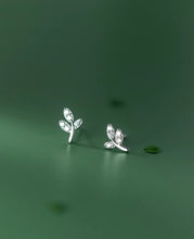 Load image into Gallery viewer, pendientes de plata de ley 925 auténtica para mujer, Mini hojas pequeñas