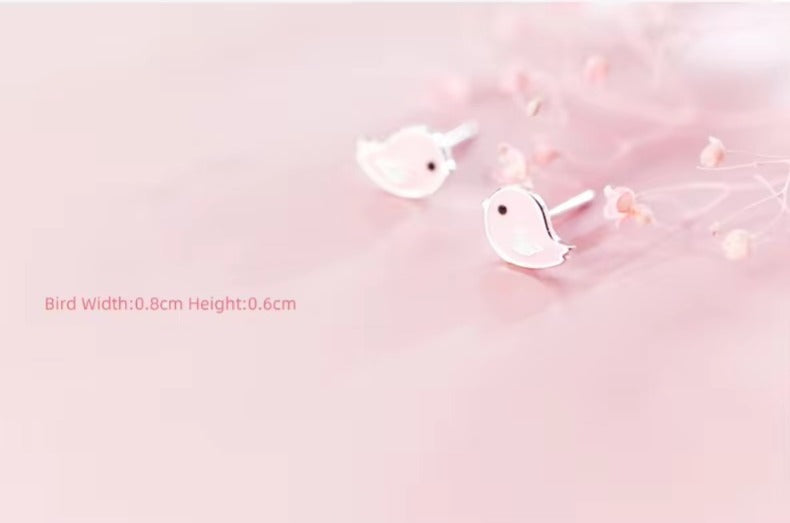 pendientes de plata de ley 925 con diseño de pájaros para mujer