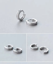 Load image into Gallery viewer, pendientes de aro de Plata de Ley 925 auténtica para mujer, aretes redondos de circonita transparente