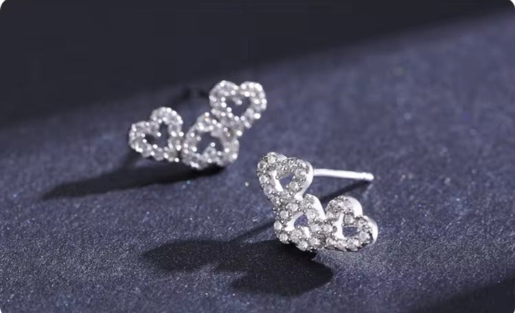 pendientes románticos de Plata de Ley 925 con forma de corazón para mujer