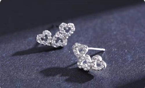 pendientes románticos de Plata de Ley 925 con forma de corazón para mujer