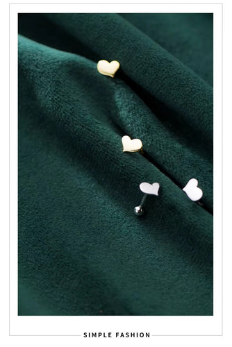 pendientes minimalistas de Plata de Ley 925 con forma de corazón Irregular