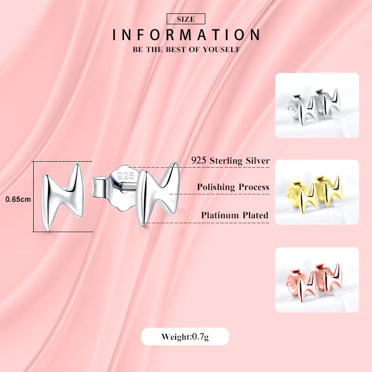 pendientes de plata de ley 100% 925 para mujer, aretes pequeños con forma de rayo