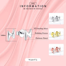 Load image into Gallery viewer, pendientes de plata de ley 100% 925 para mujer, aretes pequeños con forma de rayo