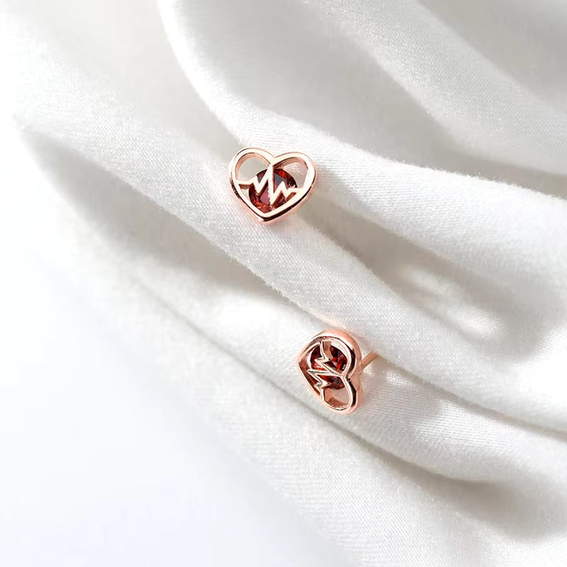 pendientes de plata de ley 925 con corazones de cristal, joyería fina con cierre de tuerca