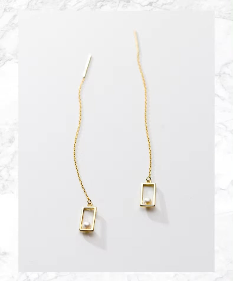 pendientes de gota de perla cuadrada para mujer