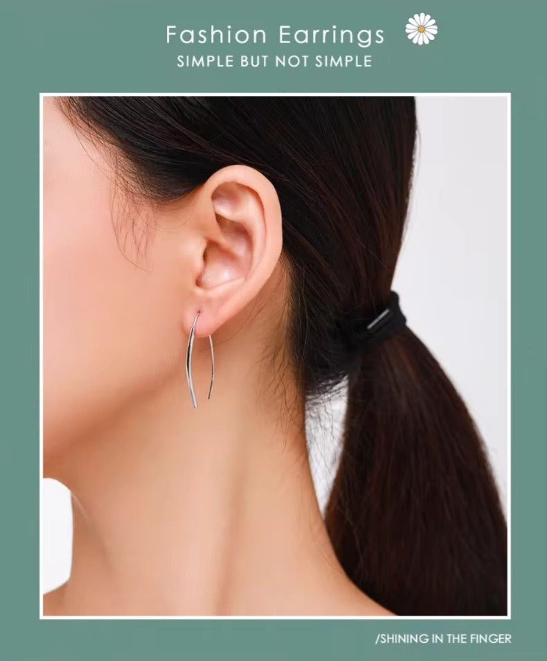 pendientes de gota geométricos simples para mujer y niña, aretes minimalistas de Plata de Ley 925 auténtica, joyería con estilo