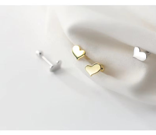 pendientes minimalistas de Plata de Ley 925 con forma de corazón Irregular