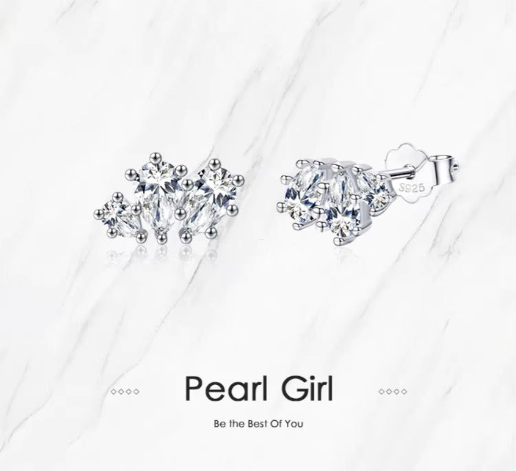 pendientes de plata de ley 925 con circonita cúbica para mujer, aretes brillantes con forma de gota