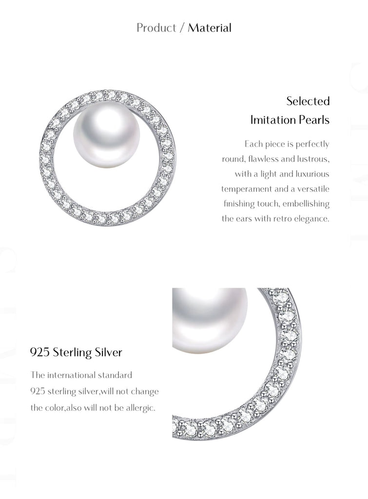pendientes de plata de ley 925 con perlas de cristal, joyería fina hueca de lujo