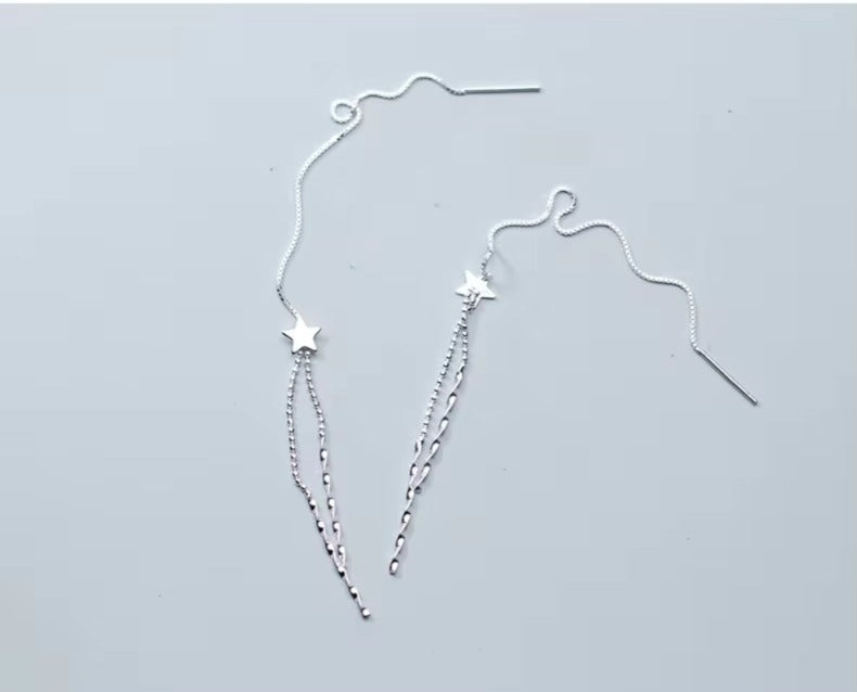 Pendientes largos de moda con borla de estrellas de Modian