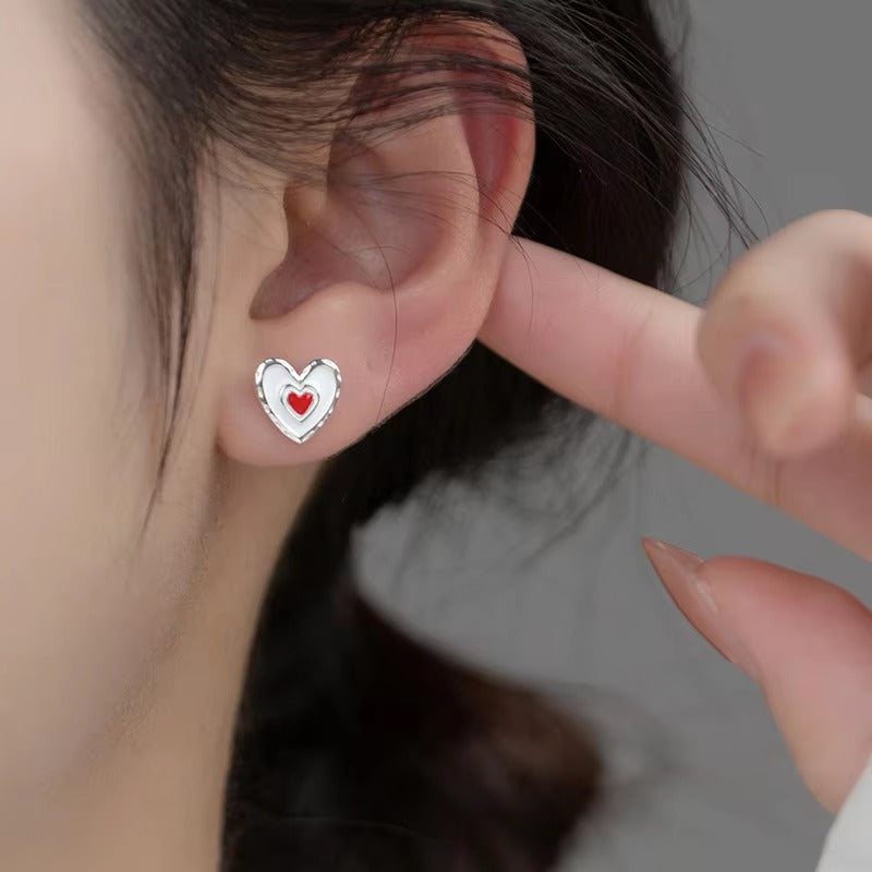 pendientes de plata de ley 925 con forma de corazón para mujer, joyería fina