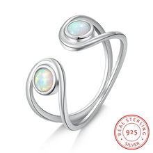Cargar imagen en el visor de la galería, anillo redondo de ópalo blanco para mujer