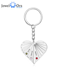 Cargar imagen en el visor de la galería, Llaveros de corazón con nombre grabado personalizado para madre, llavero de piedra natal personalizado para parejas, regalos de Navidad para ella, día de la madre