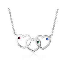 Load image into Gallery viewer, Collar personalizado de corazones entrelazados con 3 piedras de nacimiento