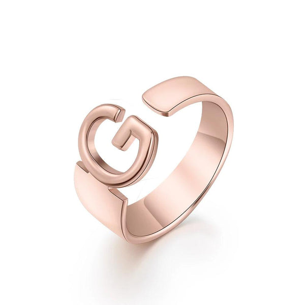 1 Anillo Ajustable De Letra Inicial A-z Para Mujer, Anillos
