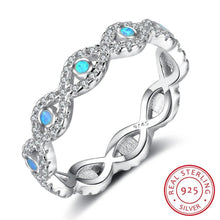 Load image into Gallery viewer, Infinity Love-Anillo de Plata de Ley 925 con piedra de ópalo azul para mujer