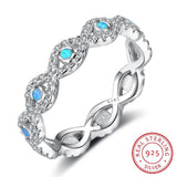 Infinity Love-Anillo de Plata de Ley 925 con piedra de ópalo azul para mujer