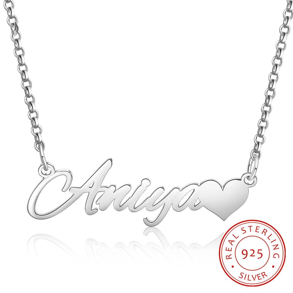 Collares de plata de ley 925 con nombre personalizado para mujer