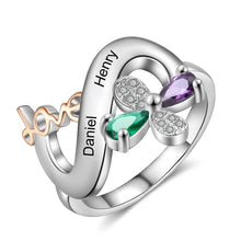 Load image into Gallery viewer, Anillos personalizados de amor y flor para mujer