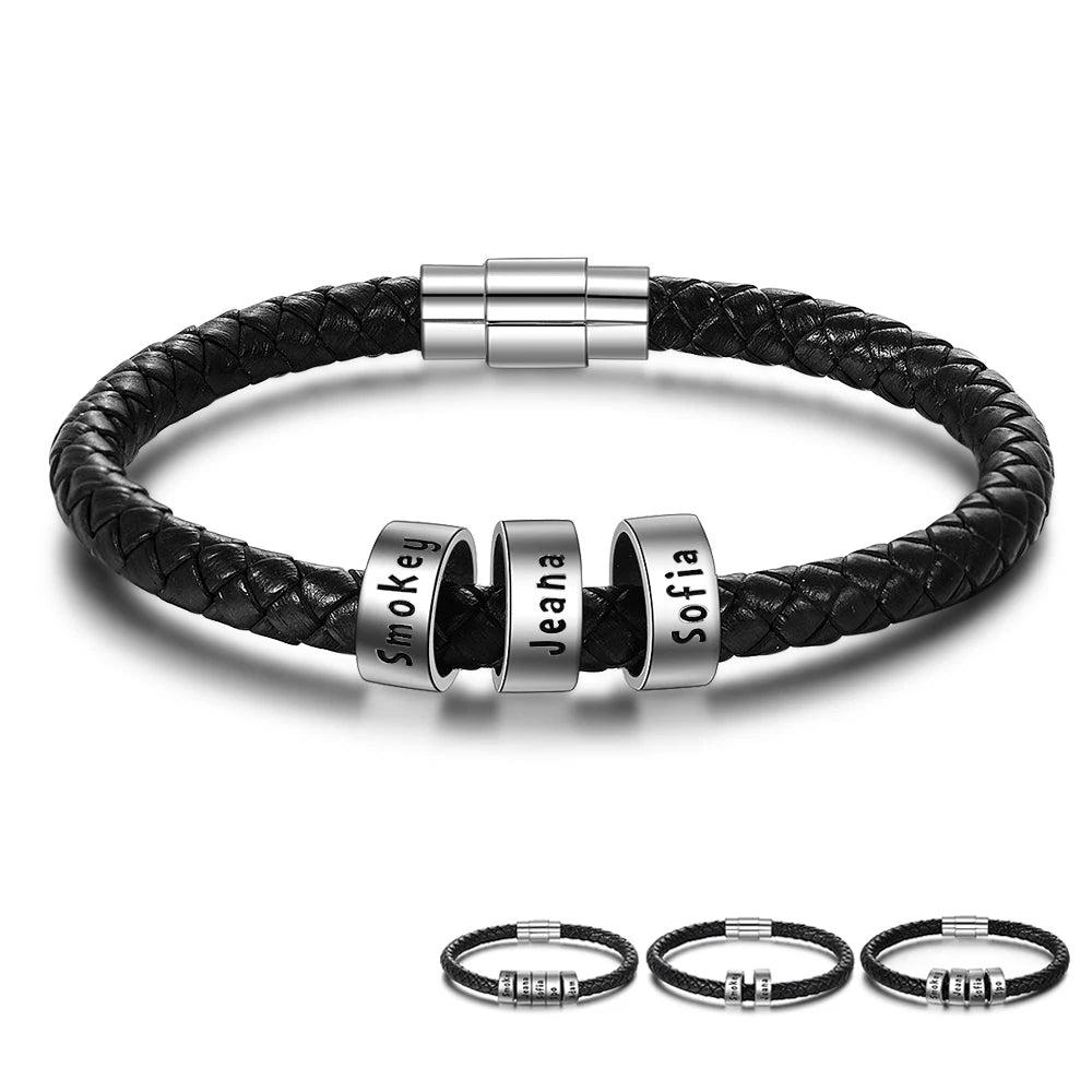 Pulsera de cuero personalizada para hombre