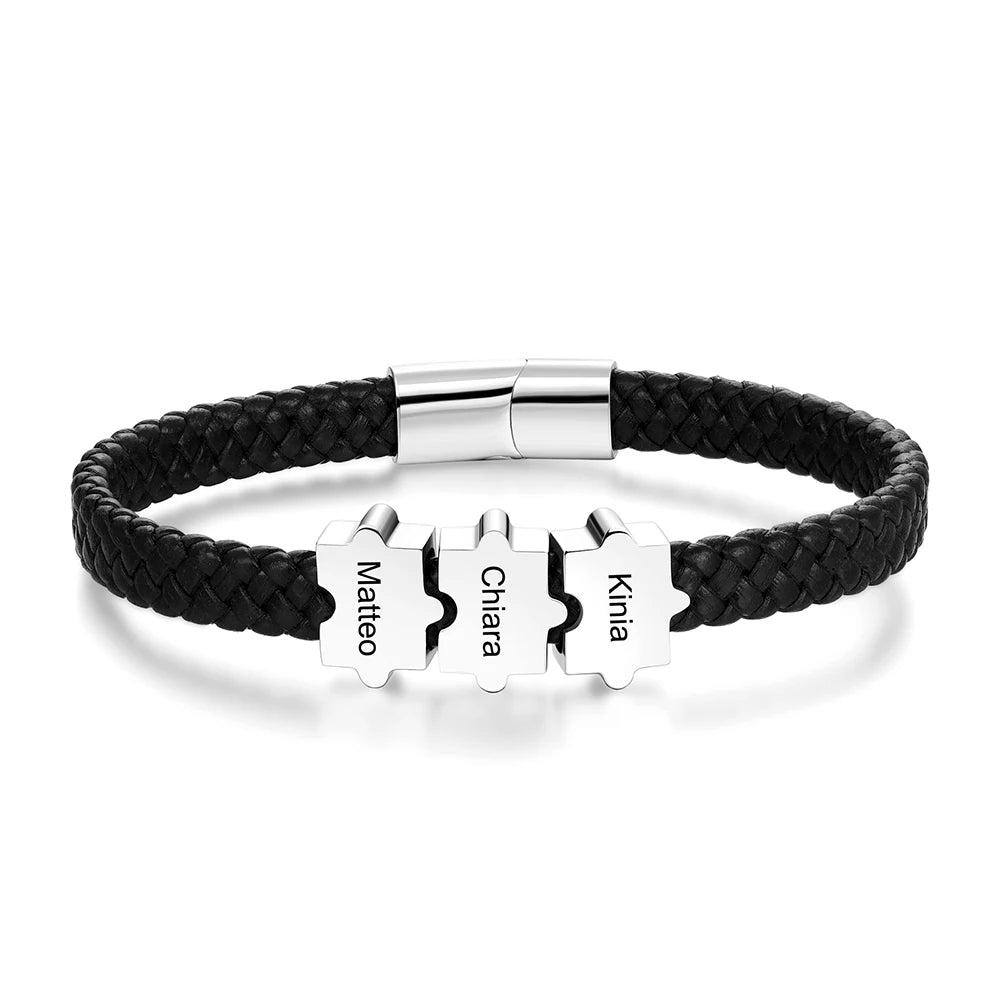 Pulsera de cuero personalizable para hombre