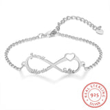 Pulseras Infinity de plata de ley 925 con nombre personalizado para mujer