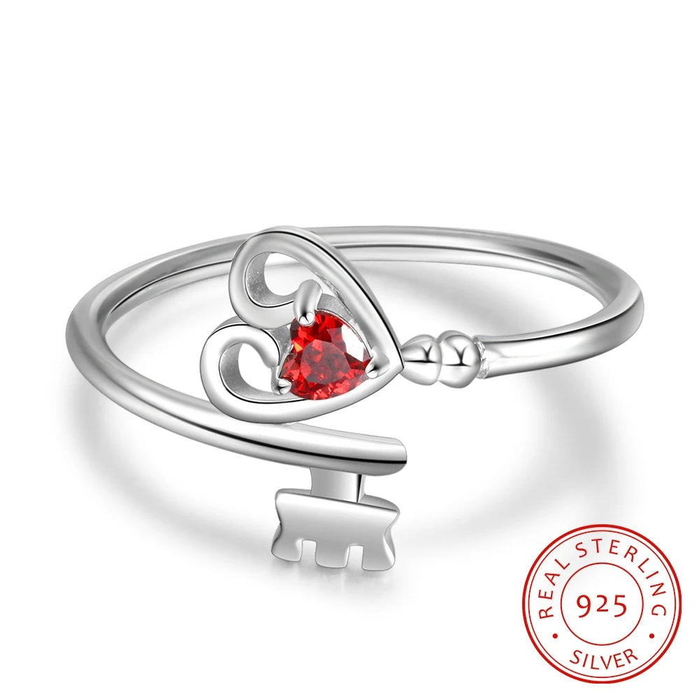 Anillo de Plata de Ley 925 con forma de corazón para mujer