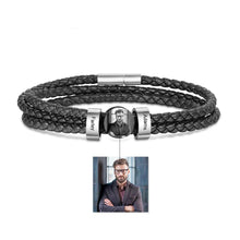 Load image into Gallery viewer, Pulsera de cuero personalizable con cuentas para hombre