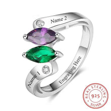 Load image into Gallery viewer, Anillos de plata de ley 925 con 2 nombres para mujer