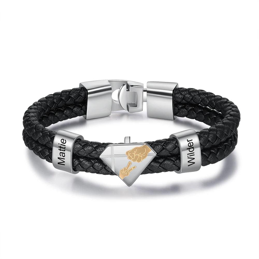 pulsera de piel trenzada para hombre y mujer