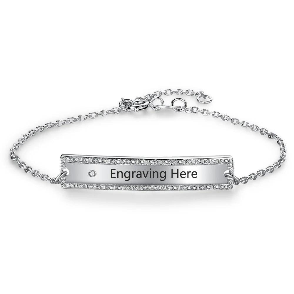 Pulsera de eslabones y cadena con nombre grabado para mujer