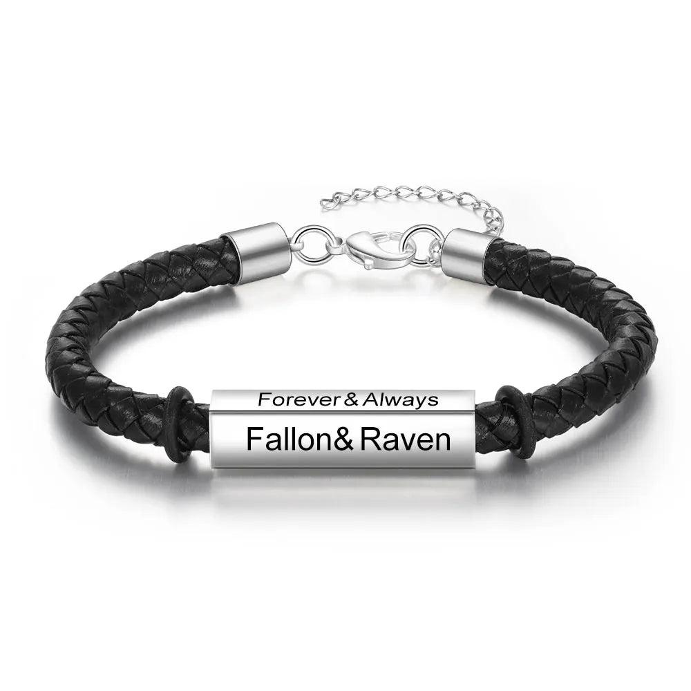 Pulsera personalizada de acero inoxidable con grabado de nombre para hombre