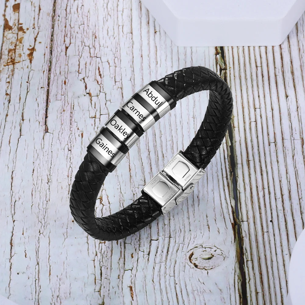 pulsera de cuero trenzado para hombre